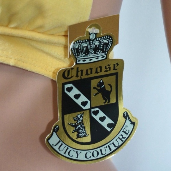 Juicy Couture Med Bikini Velour Yellow Aqua New! - Picture 8 of 8